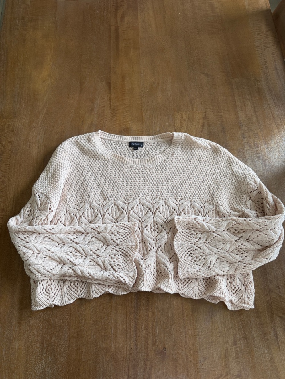 Light Cream Crop Knit Sweater